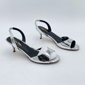 Milooey Comfy Slingback Kitten Low Heels Elegant Peep Toe Single Strap Sandals